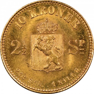 Реверс монеты Норвегия, 10 крон, 1874