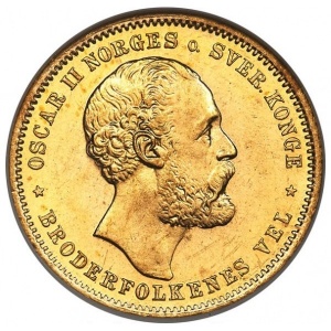 Аверс монеты Норвегия, 20 крон, 1876-1902