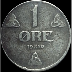 Реверс монеты Норвегия, 1 эре, 1918-1921