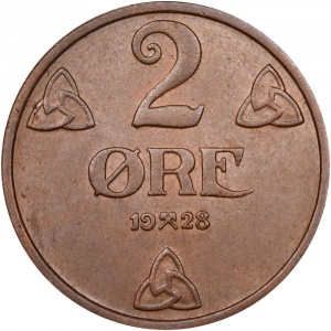 Реверс монеты Норвегия, 2 эре, 1909-1952