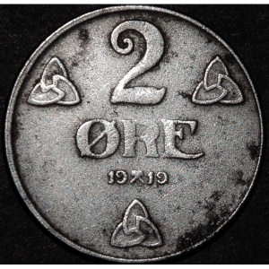 Реверс монеты Норвегия, 2 эре, 1917-1920