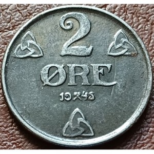 Реверс монеты Норвегия, 2 эре, 1943-1945
