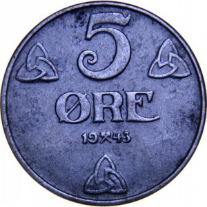 Реверс монеты Норвегия, 5 эре, 1941-1945