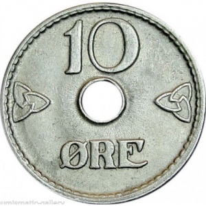 Реверс монеты Норвегия, 10 эре, 1924-1951