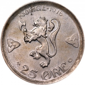 Реверс монеты Норвегия, 25 эре, 1909-1919