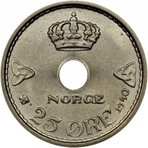 Реверс монеты Норвегия, 25 эре, 1924-1950