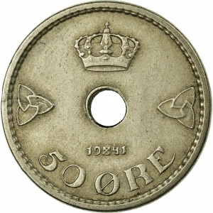 Реверс монеты Норвегия, 50 эре, 1926-1949