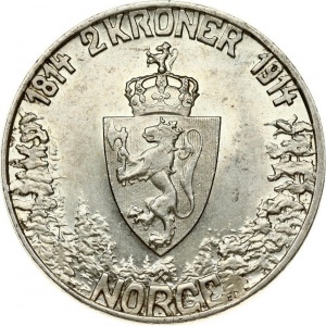 Аверс монеты Норвегия, 2 кроны, 1914, 100 лет Конституции Норвегии