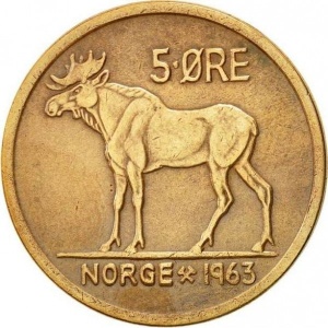 Реверс монеты Норвегия, 5 эре, 1958-1973