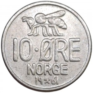 Реверс монеты Норвегия, 10 эре, 1959-1973
