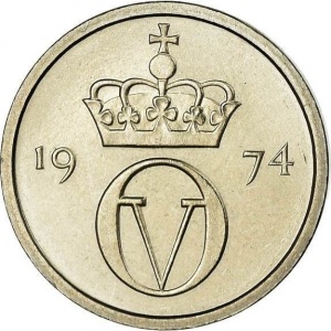 Аверс монеты Норвегия, 10 эре, 1974-1991