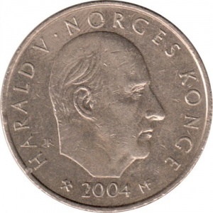 Аверс монеты Норвегия, 20 крон, 2004, 150 лет первой Норвежской железной дороге