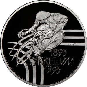 Реверс монеты Норвегия, 100 крон, 1993, Чемпионат мира по шоссейному велоспорту /велосипедист/