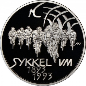 Реверс монеты Норвегия, 100 крон, 1993, Чемпионат мира по шоссейному велоспорту /Пелотон/