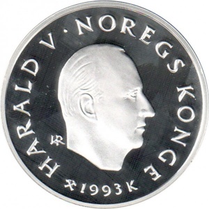 Аверс монеты Норвегия, 100 крон, 1993, XVII Зимние олимпийские игры, Лиллехаммер 1994 - Фигурное катание