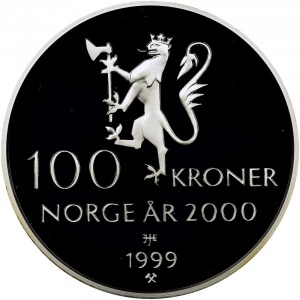 Аверс монеты Норвегия, 100 крон, 1999, 2000 год