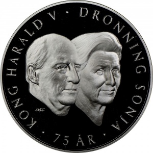 Аверс монеты Норвегия, 200 крон, 2012, 75 лет со дня рождения Короля Харальда V