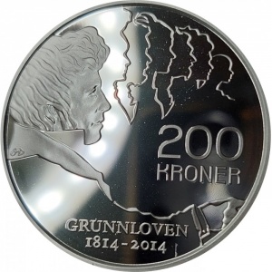 Реверс монеты Норвегия, 200 крон, 2014, 200 лет Конституции