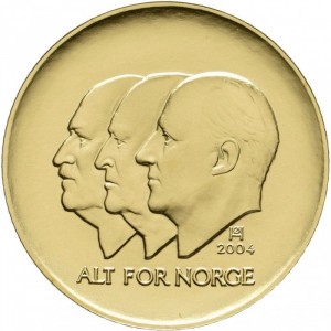 Аверс монеты Норвегия, 1500 крон, 2004, 100 лет Независимости