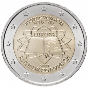 Аверс монеты Австрия, 2 евро, 2007, 50 лет подписанию Римского договора