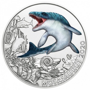 Реверс монеты Австрия, 3 евро, 2020, Мозазавр Гофманна /Mosasaurus/