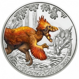 Реверс монеты Австрия, 3 евро, 2021, Дейноних /Deinonychus/