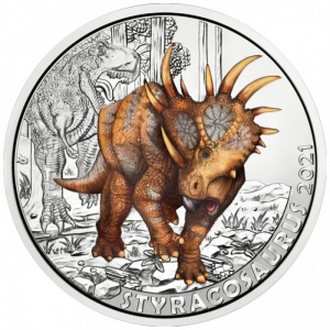 Реверс монеты Австрия, 3 евро, 2021, Стиракозавр /Styracosaurus/