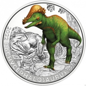 Реверс монеты Австрия, 3 евро, 2022, Пахицефалозавр /Pachycephalosaurus/