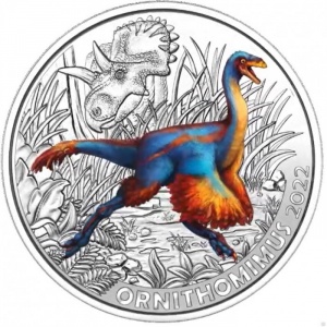 Реверс монеты Австрия, 3 евро, 2022, Орнитомим /Ornithomimus/