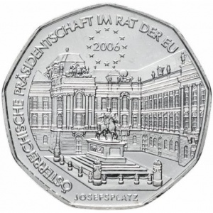 Реверс монеты Австрия, 5 евро, 2006, Председательство Австрии в ЕС