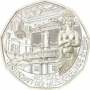 Реверс монеты Австрия, 5 евро, 2012, 200 лет Сообществу любителей музыки
