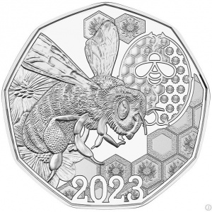 Реверс монеты Австрия, 5 евро, 2023, Пчелиный танец