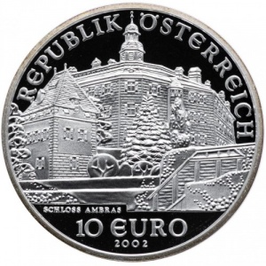 Аверс монеты Австрия, 10 евро, 2002, Замок Амбрас