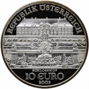 Аверс монеты Австрия, 10 евро, 2003, Дворец Шлосс Хоф