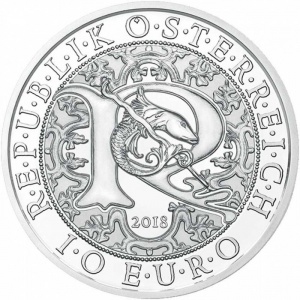 Аверс монеты Австрия, 10 евро, 2018, Посланники небес - Архангел Рафаил