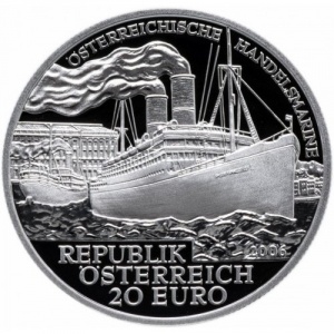 Аверс монеты Австрия, 20 евро, 2006, Австрийский флот - Порт в Триесте