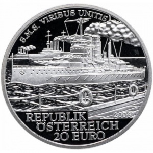 Аверс монеты Австрия, 20 евро, 2006, Австрийский флот - SMS Viribus Unitis