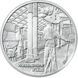 Реверс монеты Австрия, 20 евро, 2008, Австрийская железная дорога - Венский северный вокзал