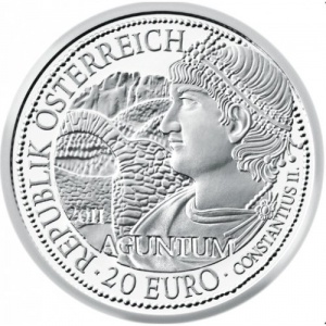 Аверс монеты Австрия, 20 евро, 2011, Рим на Дунае - Агунтум