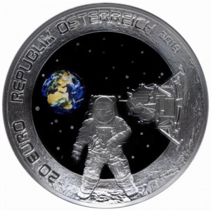 Аверс монеты Австрия, 20 евро, 2019, 50 лет высадке на Луну