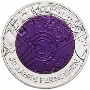 Реверс монеты Австрия, 25 евро, 2005, Серебро/Ниобий - 50 лет телевидению