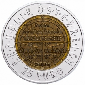 Аверс монеты Австрия, 25 евро, 2006, Серебро/Ниобий - Европейская спутниковая навигация