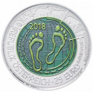 Аверс монеты Австрия, 25 евро, 2018, Антропогенез
