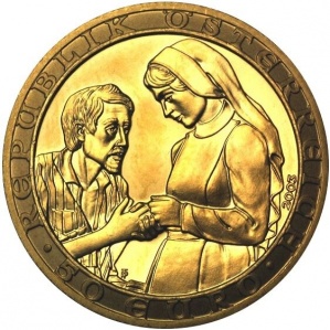 Аверс монеты Австрия, 50 евро, 2003, Христианское милосердие - Добрый самаритянин