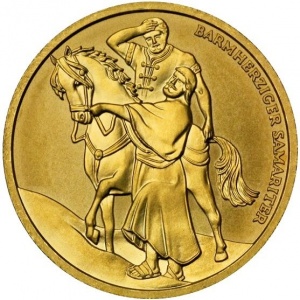 Реверс монеты Австрия, 50 евро, 2003, Христианское милосердие - Добрый самаритянин
