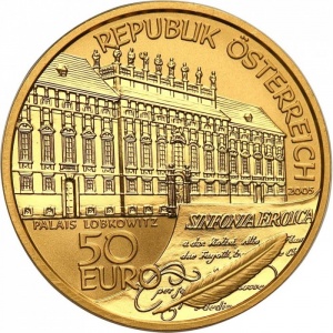 Аверс монеты Австрия, 50 евро, 2005, Людвиг ван Бетховен