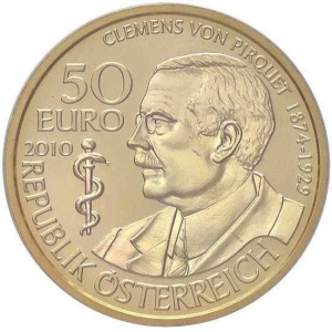 Аверс монеты Австрия, 50 евро, 2010, Барон Клеменс фон Пирке