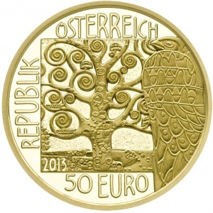 Аверс монеты Австрия, 50 евро, 2013, Густав Климт - Ожидание