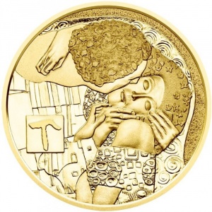 Реверс монеты Австрия, 50 евро, 2016, Густав Климт - Поцелуй