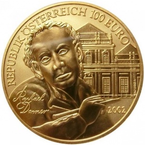 Аверс монеты Австрия, 100 евро, 2002, Художественные сокровища - Рафаэль Доннер